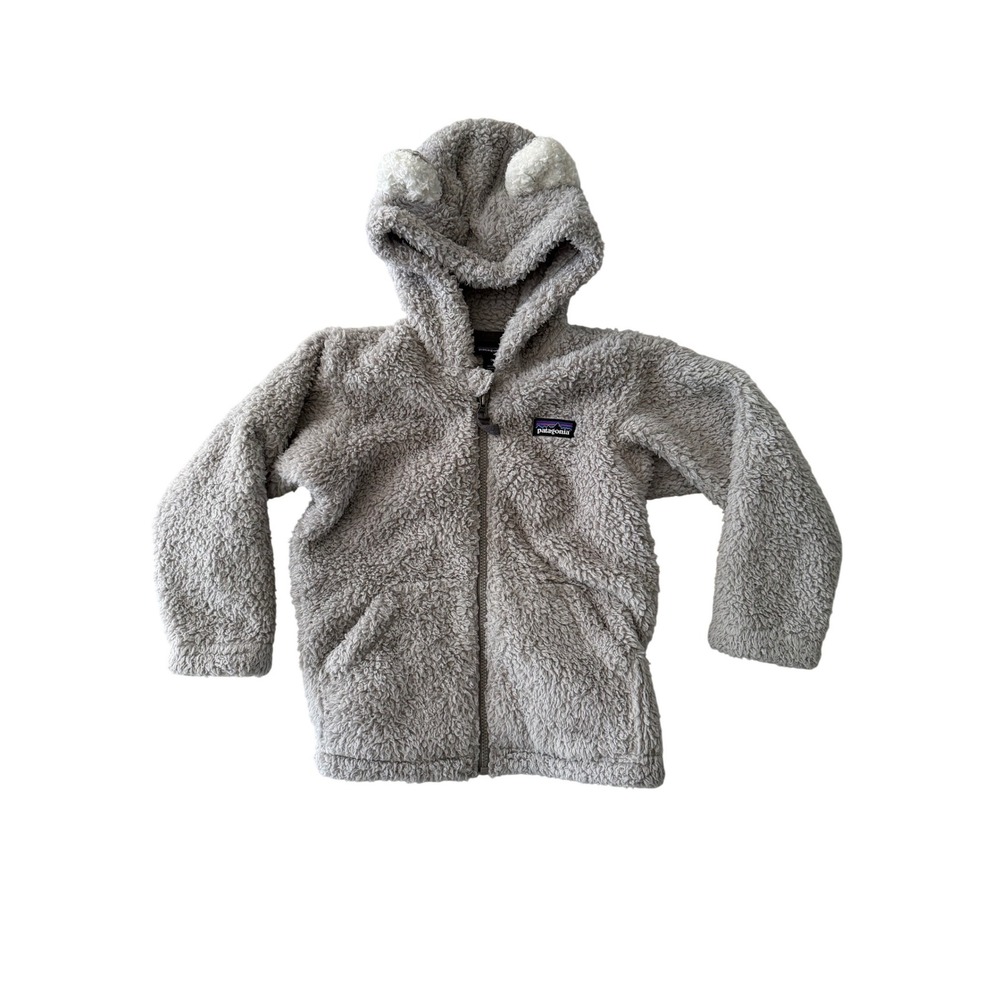 Patagonia Baby Furry Friends Hoody 3T Salt Grey Fleece Bear Ear Jacket